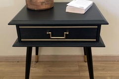 Vente avec paiement en ligne: Table de chevet bois métal noir tiroir