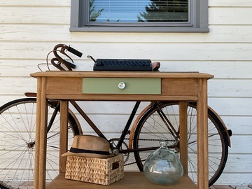 Vente avec paiement en ligne: Console bureau chêne vert eucalyptus tiroir