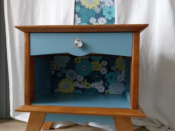 Vente avec paiement en ligne: Chevet Vintage Années 60 Pin Bleu