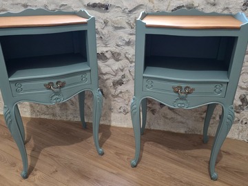Vente avec paiement en ligne: Paire de tables de chevet bleu rivage