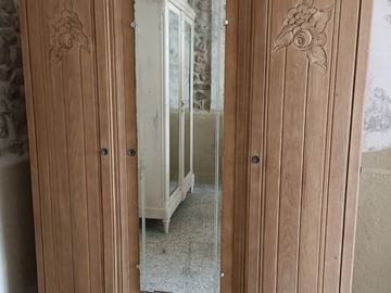 Vente avec paiement en ligne: Armoire Art Déco Chêne Massif Restaurée