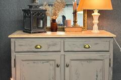 Vente avec paiement en ligne: Buffet Taupe Patiné 2 Portes 2 Tiroirs