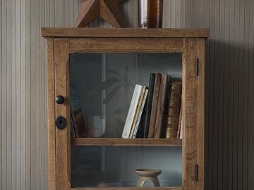 Vente avec paiement en ligne: Vitrine ancienne chêne massif et noyer rénovée