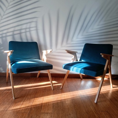 Vente avec paiement en ligne: Fauteuil Bunny vintage velours vert pétrole