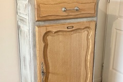 Vente avec paiement en ligne: Grand confiturier en bois patiné gris vintage