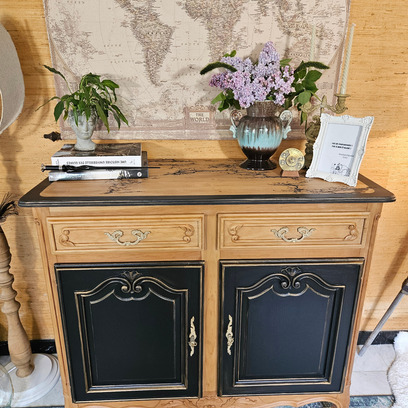 Vente avec paiement en ligne: Buffet Louis XV restauré merisier noir doré "Albus"