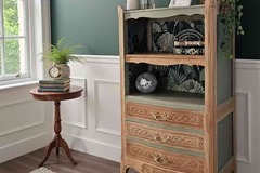 Vente avec paiement en ligne: Commode galbée Louis XV merisier relookée vintage "Eustache"