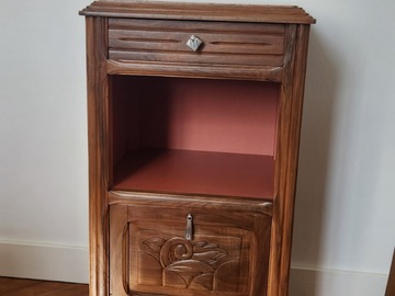 Vente avec paiement en ligne: Chevet Art Déco vintage bois et marbre