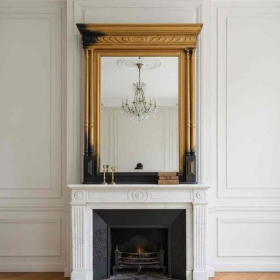 Vente avec paiement en ligne: Miroir trumeau néo-Henri II doré noir mat "Cersei"