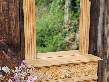 Vente avec paiement en ligne: Console murale art déco bois avec miroir "Myrcella"