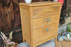 Vente avec paiement en ligne: Commode Art Déco vintage chêne clair restaurée "Maysilee"