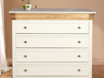 Vente avec paiement en ligne: Commode ancienne Louis-Philippe 5 tiroirs crème