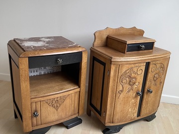 Vente avec paiement en ligne: Paire de chevets Art Déco noirs marbre