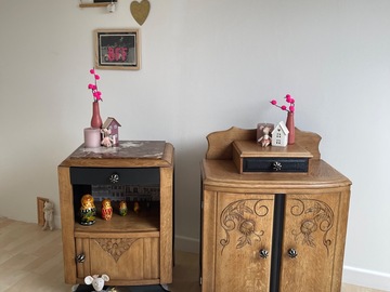 Vente avec paiement en ligne: Paire de chevets Art Déco noirs marbre