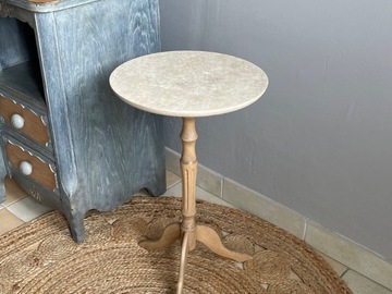 Vente avec paiement en ligne: Guéridon Sellette Effet Travertin Bois Naturel