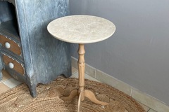 Vente avec paiement en ligne: Guéridon Sellette Effet Travertin Bois Naturel