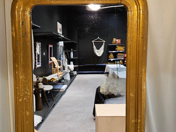 Vente avec paiement en ligne: Miroir style Louis-Philippe doré patiné