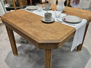 Vente avec paiement en ligne: Table Art Déco bois restaurée pieds dorés "Scarlett"