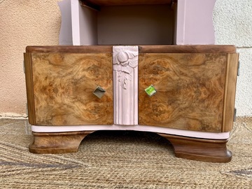 Vente avec paiement en ligne: Chevet Art Déco rose pastel marbre noir