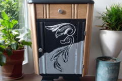 Vente avec paiement en ligne: Chevet Art Déco bois massif, dessus marbre