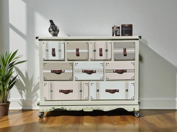 Vente avec paiement en ligne: Commode valise vintage en pin massif