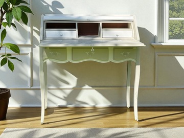 Vente avec paiement en ligne: Secrétaire style Louis XV peint blanc chic