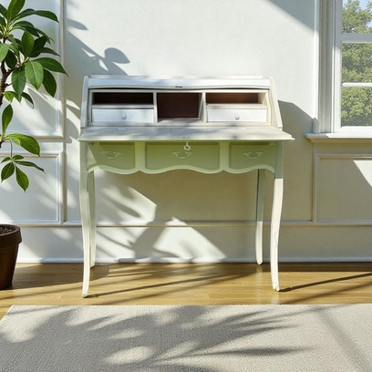 Vente avec paiement en ligne: Secrétaire style Louis XV peint blanc chic