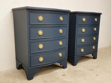 Vente avec paiement en ligne: Paire de chevets vintage rénovés poignées dorées