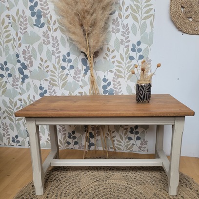 Vente avec paiement en ligne: Table basse chêne massif campagne chic