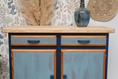 Vente avec paiement en ligne: Buffet Mado vintage bleu nuit frêne massif