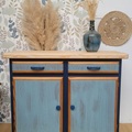 Vente avec paiement en ligne: Buffet Mado vintage bleu nuit frêne massif