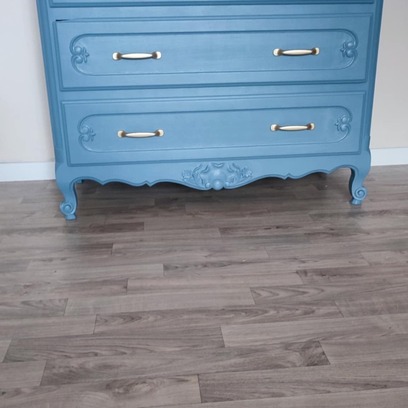 Vente avec paiement en ligne: Commode Vintage en Bois Bleu Océan Rénovée