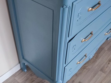Vente avec paiement en ligne: Commode Vintage en Bois Bleu Océan Rénovée