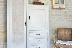 Vente avec paiement en ligne: Armoire penderie vintage 1950 blanche asymétrique enfant