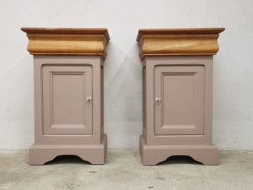 Vente avec paiement en ligne: Paire de tables de chevet merisier rénovées