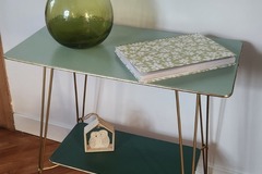 Vente avec paiement en ligne: Table roulante desserte vintage vert doré