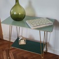 Vente avec paiement en ligne: Table roulante desserte vintage vert doré