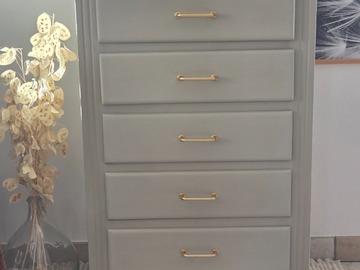 Vente avec paiement en ligne: Chiffonnier 5 Tiroirs Années 70 Pieds Compas