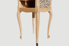 Vente avec paiement en ligne: Chevet vintage léopard noir et bois