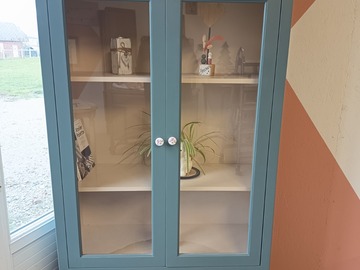 Vente avec paiement en ligne: Vitrine vintage bleu Lisboa fil de lin