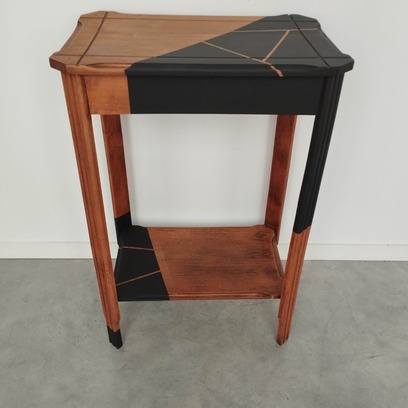 Vente avec paiement en ligne: Console vintage noire graphique chêne doré