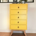 Vente avec paiement en ligne: Chiffonnier Vintage Jaune Rénové 5 Tiroirs