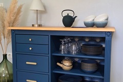 Vente avec paiement en ligne: Buffet bas bleu rénové bois