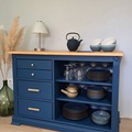 Vente avec paiement en ligne: Buffet bas bleu rénové bois