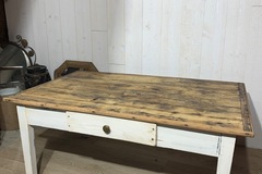 Vente avec paiement en ligne: Table basse bois vieilli plateau brut restaurée