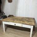 Vente avec paiement en ligne: Table basse bois vieilli plateau brut restaurée