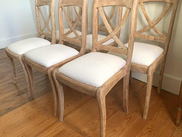 Vente avec paiement en ligne: 6 chaises croisillon bois massif bouclette blanche
