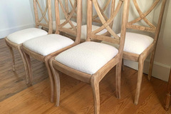 Vente avec paiement en ligne: 6 chaises croisillon bois massif bouclette blanche