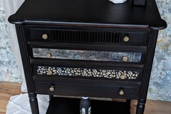 Vente avec paiement en ligne: Table Chiffonnière Louis XVI Noire 4 Tiroirs