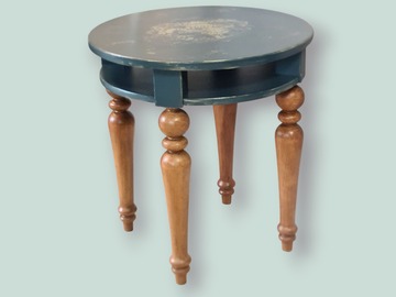 Vente avec paiement en ligne: Guéridon Eléonore double plateau bleu-doré